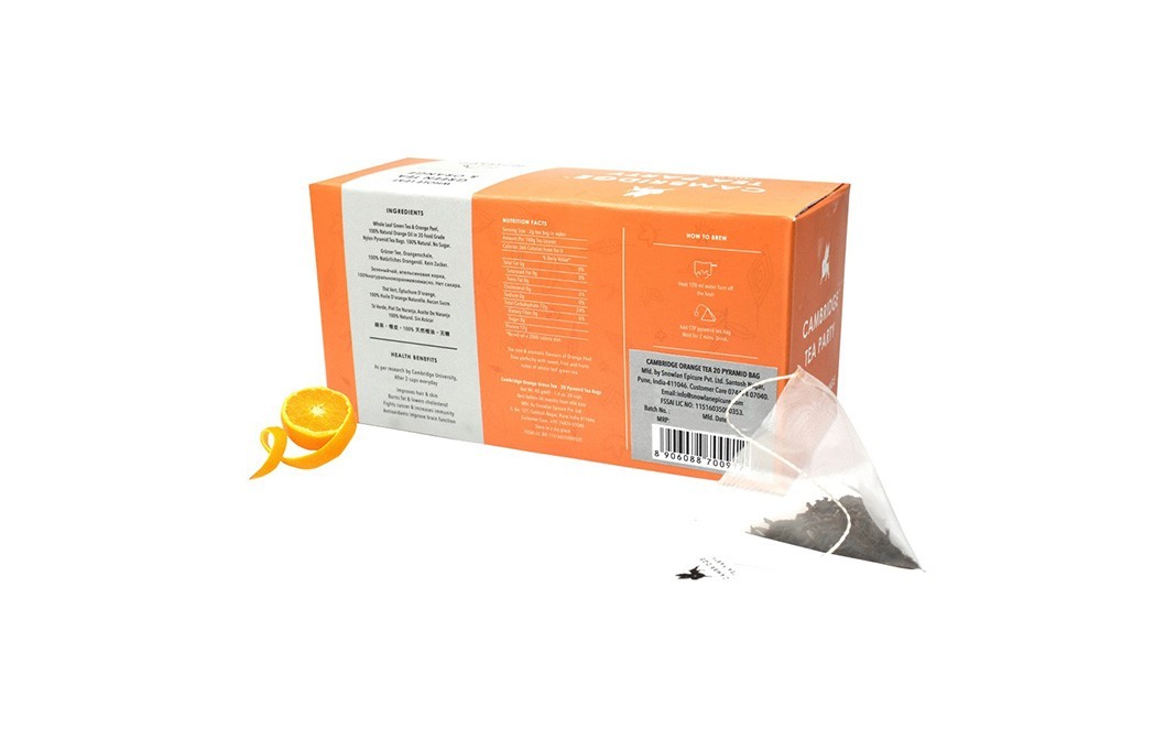 Cambridge Tea party Whole Green Tea & Orange    Pack  20 pcs